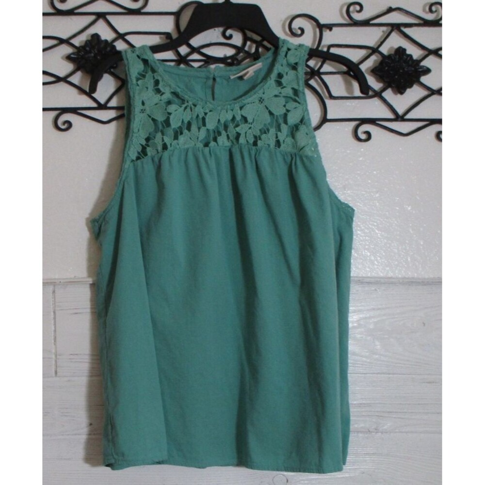 Knox Rose Women's Top Size L Sleeveless Green Round Neck
